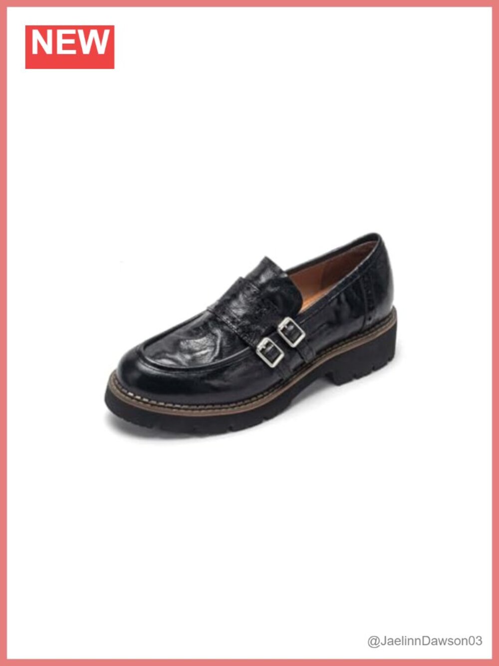 Handmade Genuine Leather Brogue Loafers Lug Sole Platform Heel Pumps